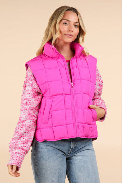 pink Puffer Padded Warm Vest