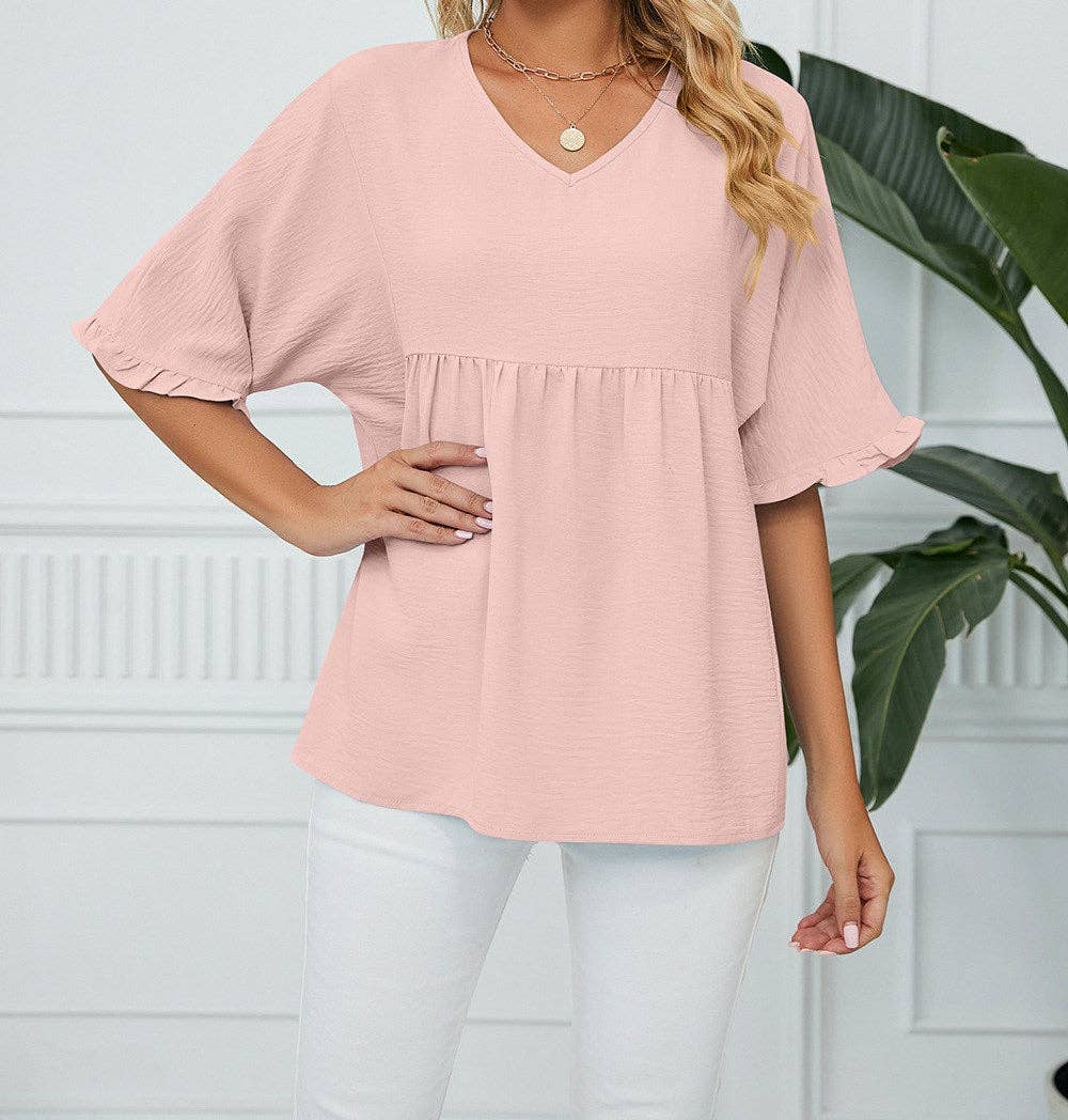 Textured Ruffled Gathered Top