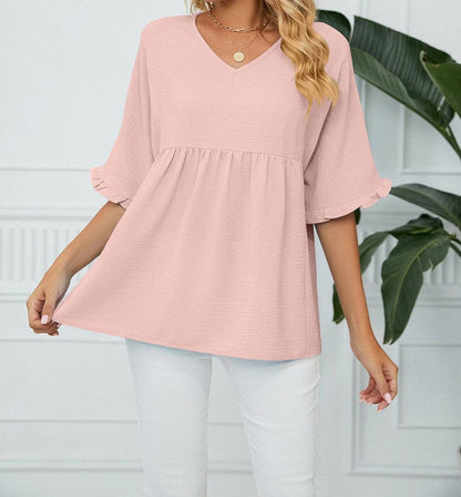 Textured Ruffled Gathered Top