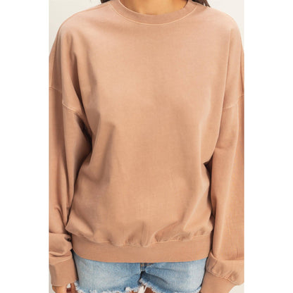 Ribbed Crew Neck Sweatshirt