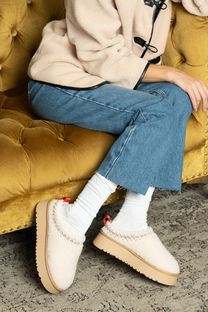 ISAAC BORG FUR PLATFORM SHERPA SLIPPERS