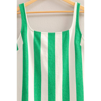 DZ25E182-Striped Square Neck Woven Mini Dress