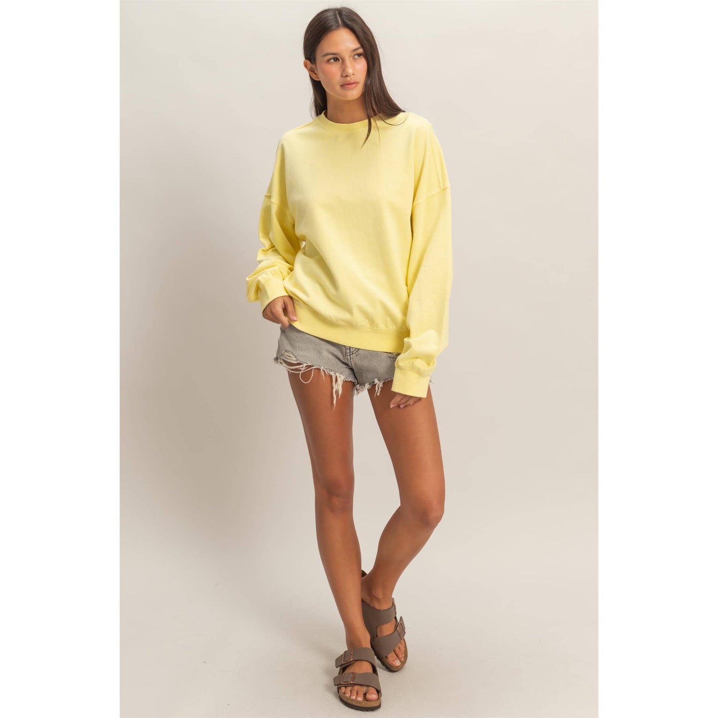 Ribbed Crew Neck Sweatshirt