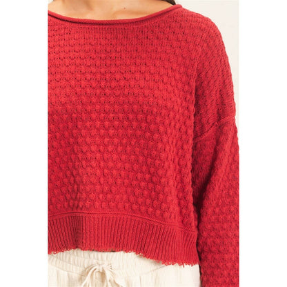 Textured Boat Neck Sweater