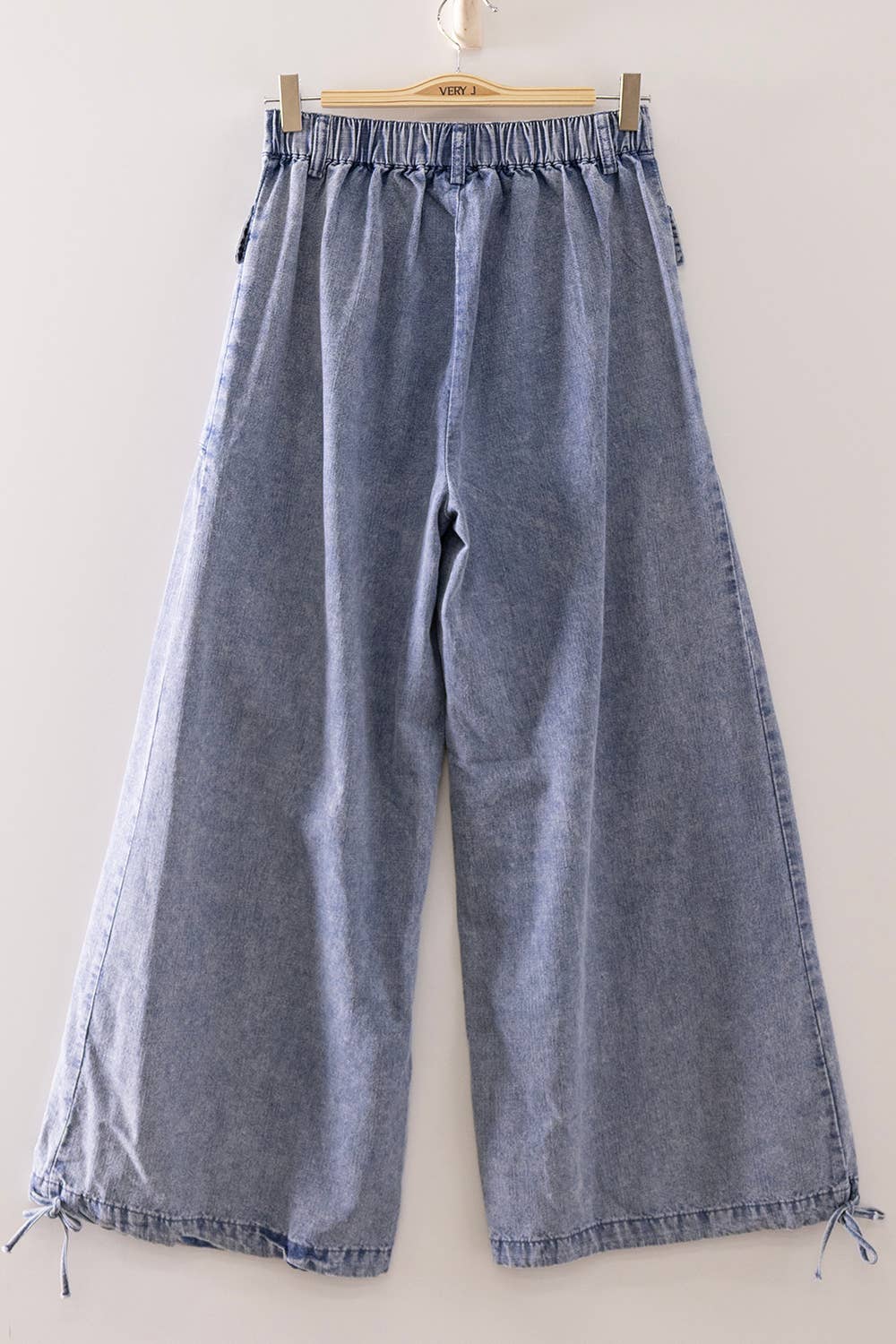 NP71154-Washed Denim Flap Pocket Wide Leg Pants