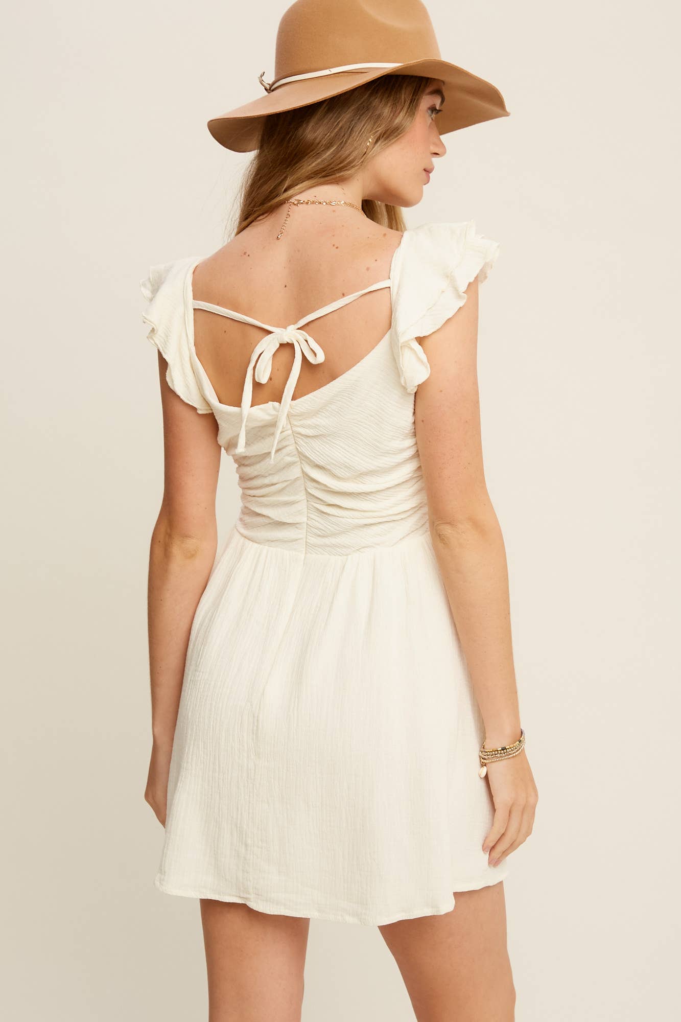 Flutter Sleeve Surplice Mini Dress LD1017