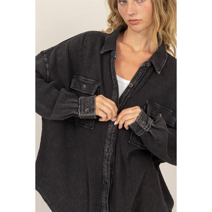 Waffle Oversized Button Up Shacket