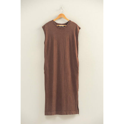 Mineral Wash Cap Sleeve Midi Dress