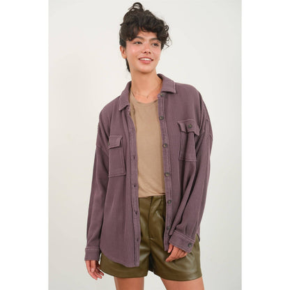 Waffle Oversized Button Up Shacket