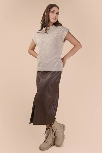 12W3112N-Oversized Soft Knit Sweater Vest Top