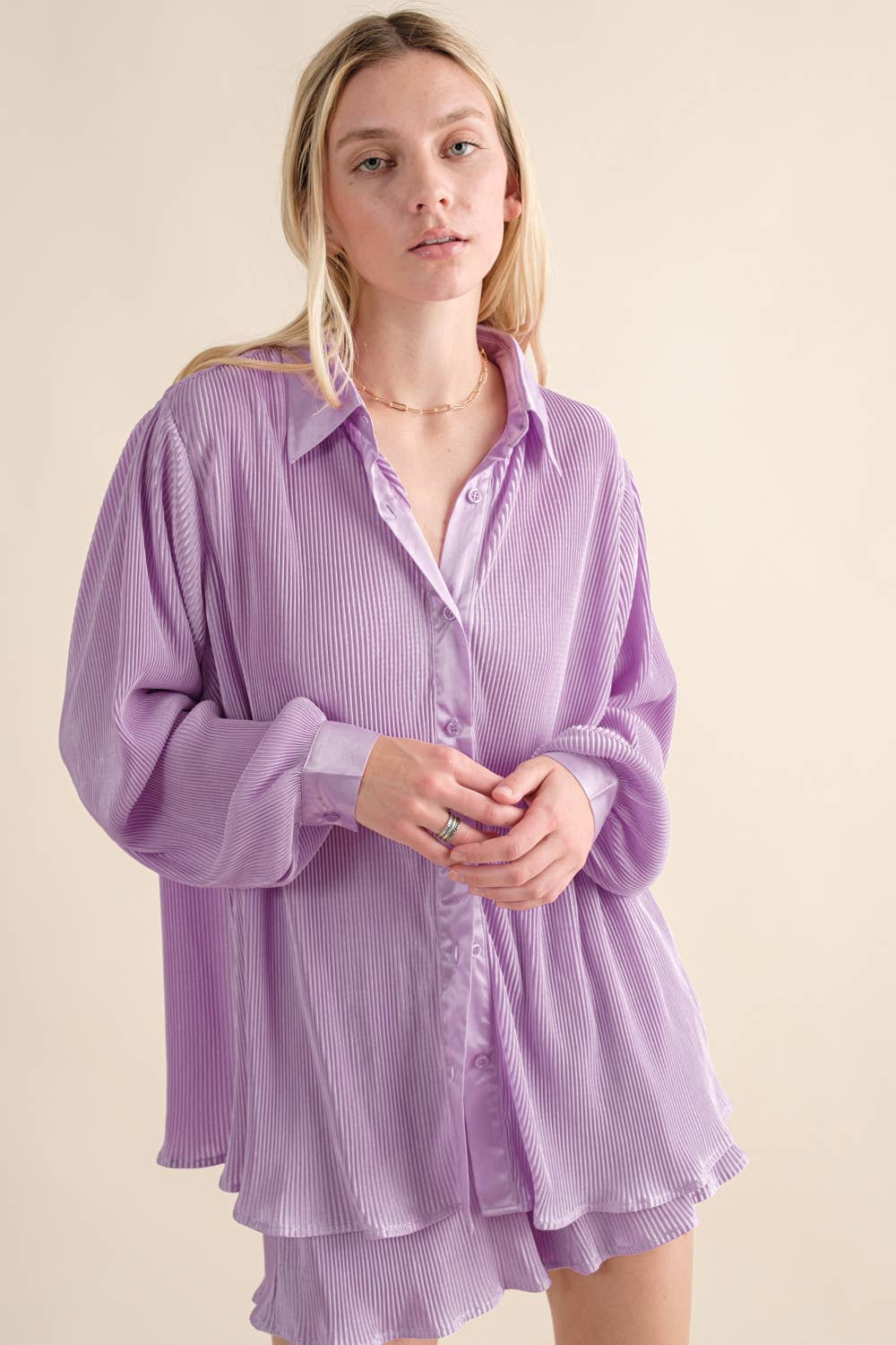Accordian Blouse Short Lounge Set
