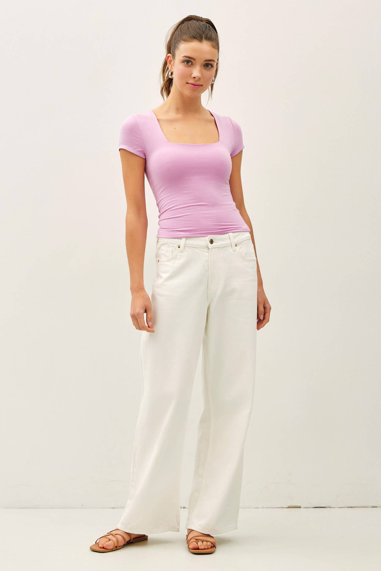 NEW SHADE[SOFT CORE] SQUARE NECK KNIT TEE