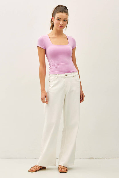 NEW SHADE[SOFT CORE] SQUARE NECK KNIT TEE