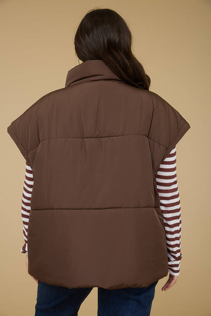 PLUS OVERSIZED SNAP BUTTON PUFFER VEST