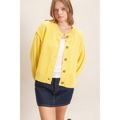 Textured Knit Button-Front Cardigan