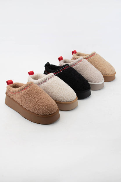 ISAAC BORG FUR PLATFORM SHERPA SLIPPERS