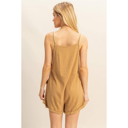HF25C823-Rayon Linen Self Tie Straps Romper