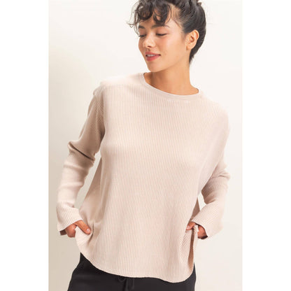 Oversized Mineral Washed Waffle Knit Top