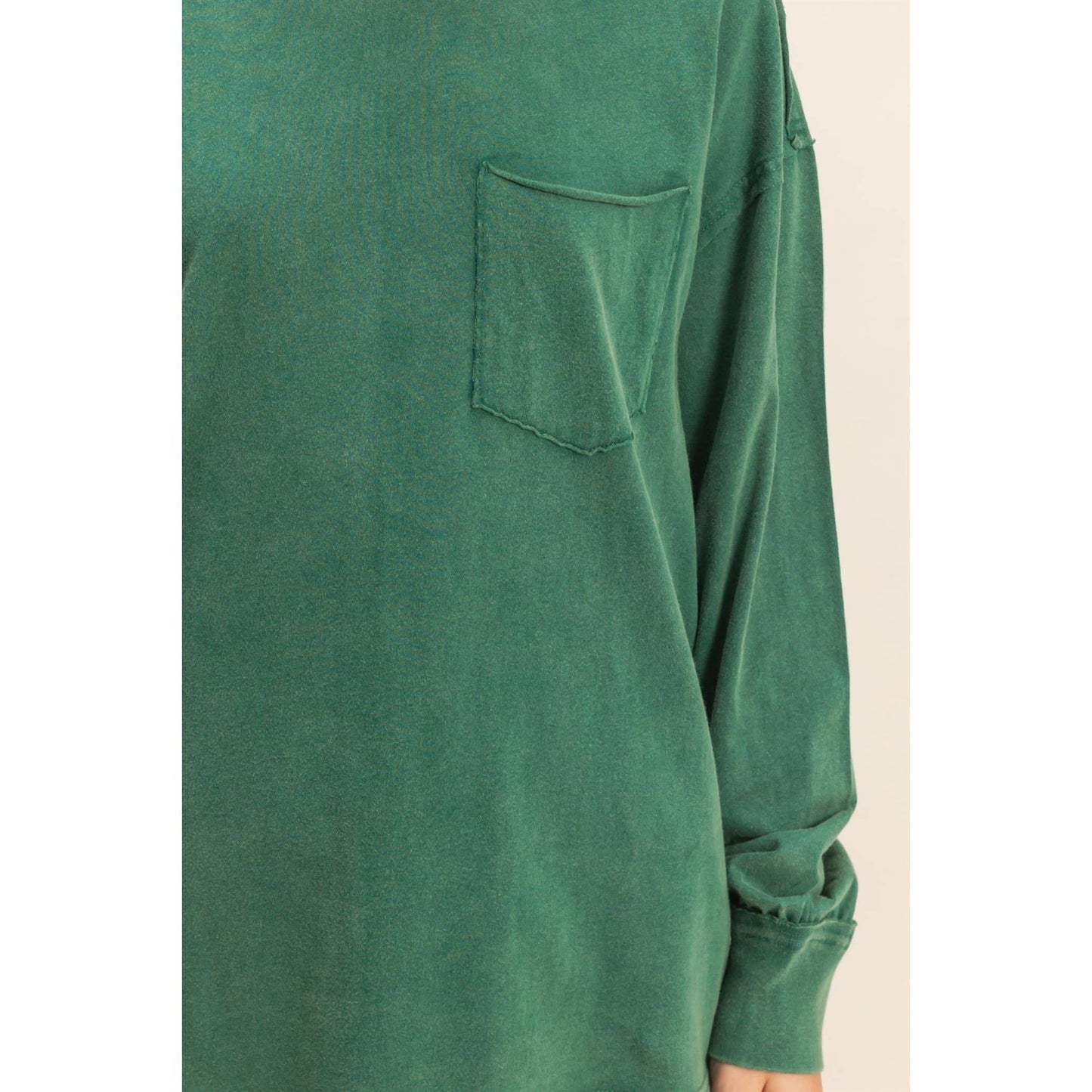 Oversized Washed Long Sleeve Pocket Tee