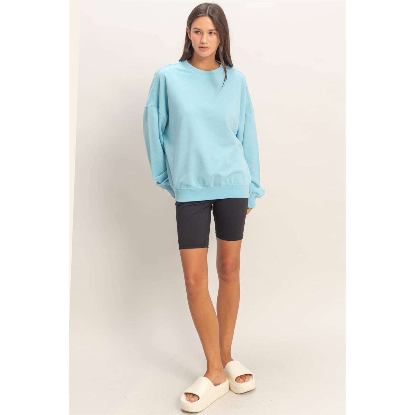 Ribbed Crew Neck Sweatshirt