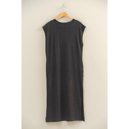 Mineral Wash Cap Sleeve Midi Dress