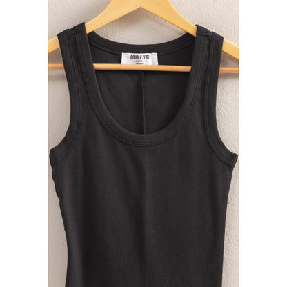 DZ25C448-Scoop Neck Ribbed Tank Top