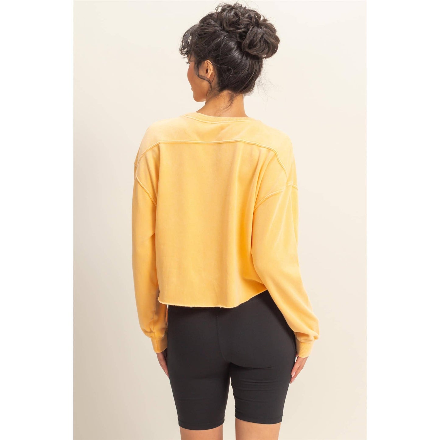 Mineral Washed Sweatshirt With Raw Hem