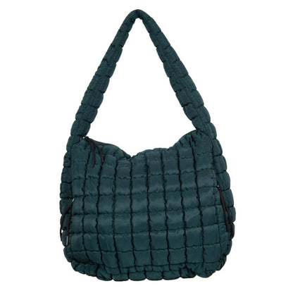 Forest Green Oversized Quilted Hobo Tote Bag