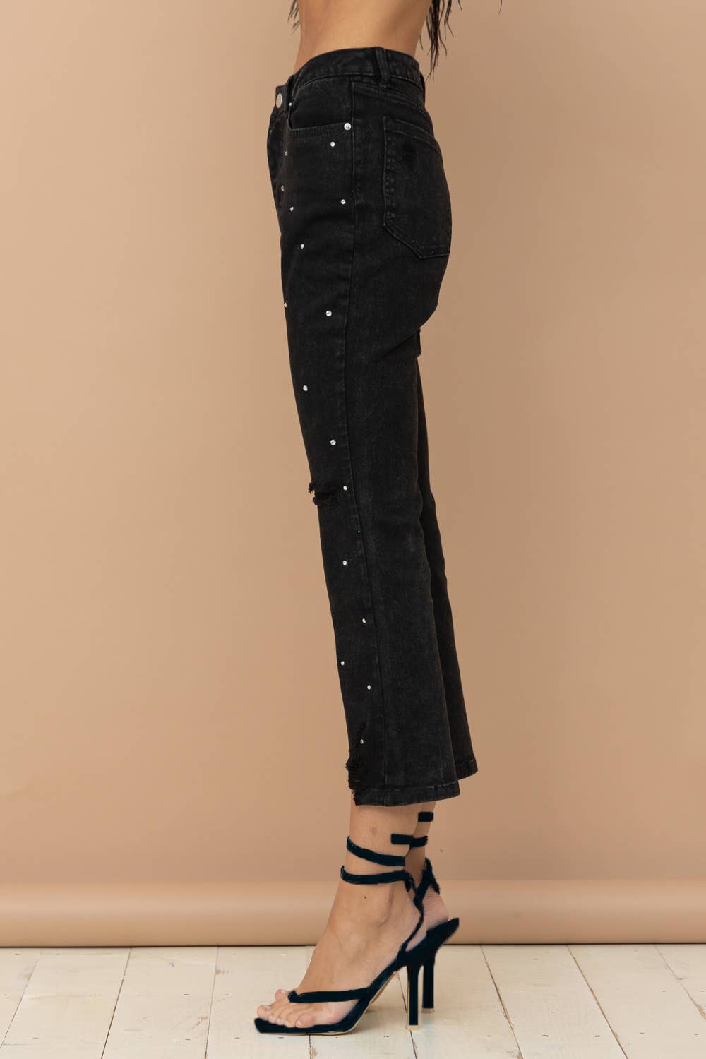 - Studded Rhinestone Denim Jeans