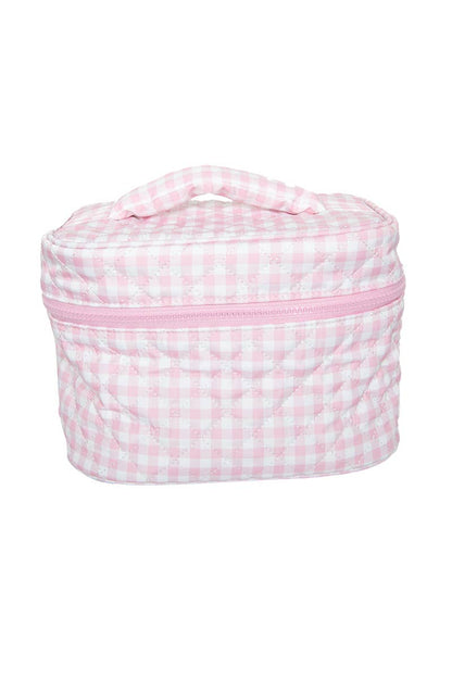 Light Pink Plaid Cosmetic Bag for Makeup