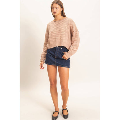 Textured Boat Neck Sweater