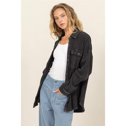 Waffle Oversized Button Up Shacket