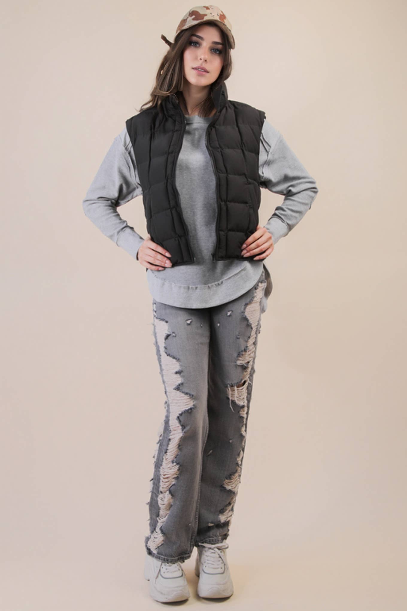 Solid & Leopard Puffer Padded Warm Vest