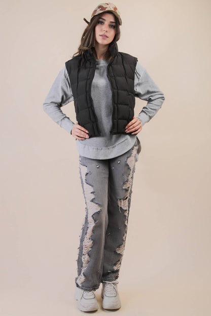 Solid & Leopard Puffer Padded Warm Vest