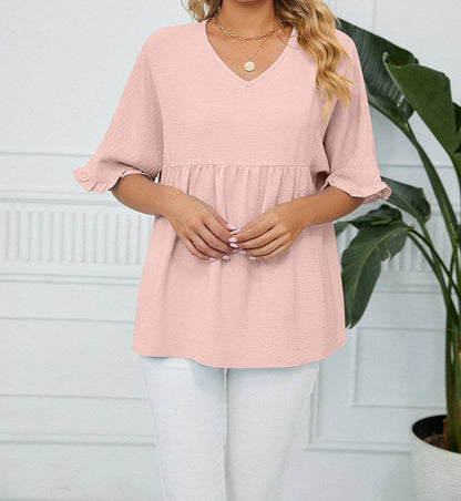 Textured Ruffled Gathered Top