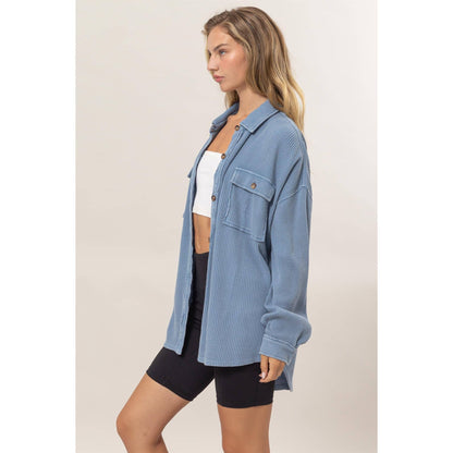 Waffle Oversized Button Up Shacket