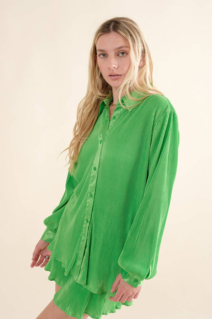 Accordian Blouse Short Lounge Set