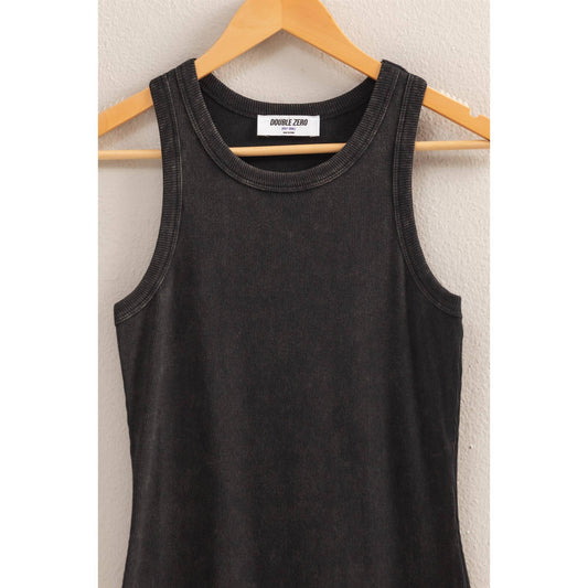 Acid Washed Ribbed Midi Tank Dress
