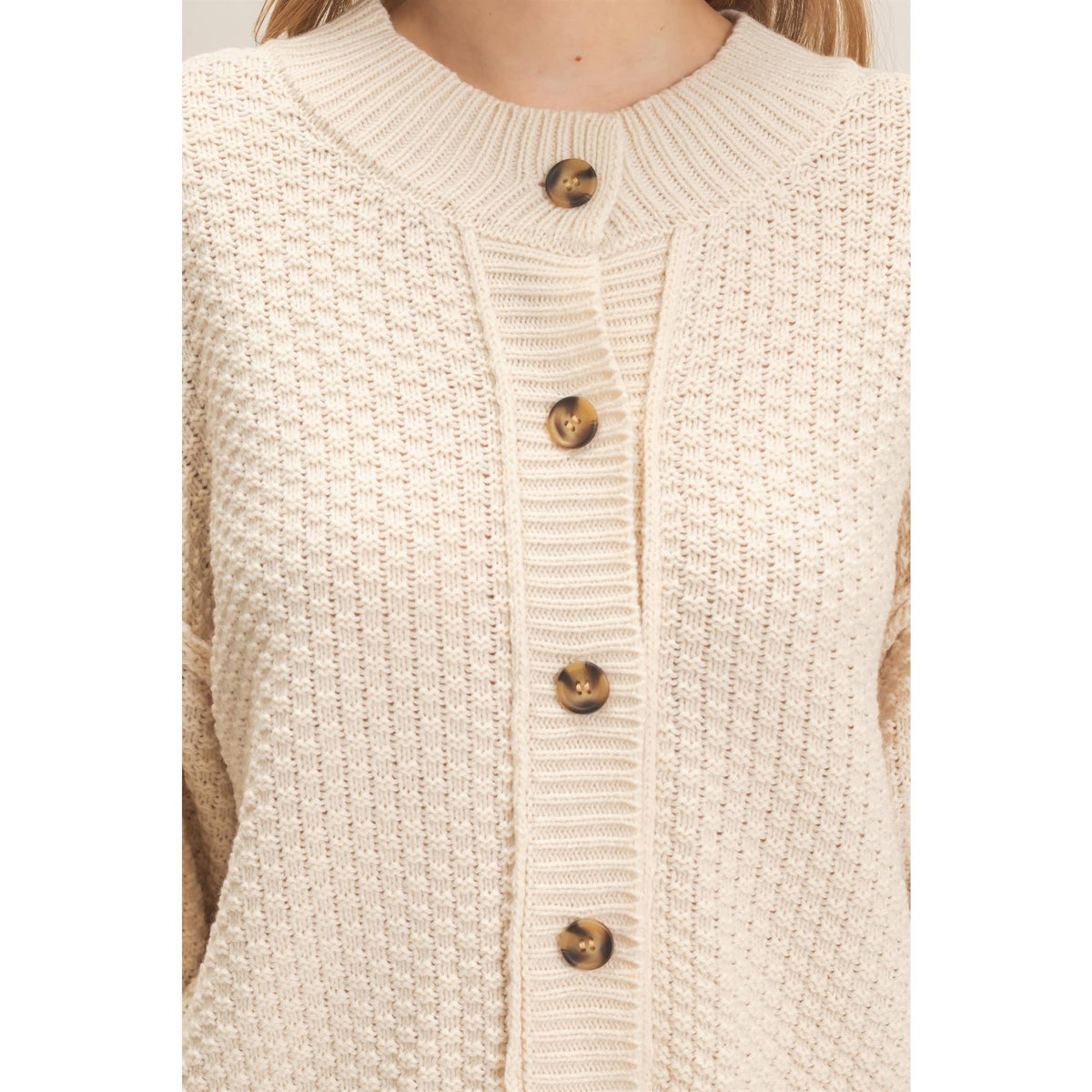 Textured Knit Button-Front Cardigan