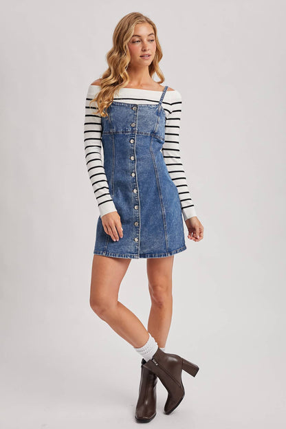 DENIM BUTTON DOWN MINI DRESS