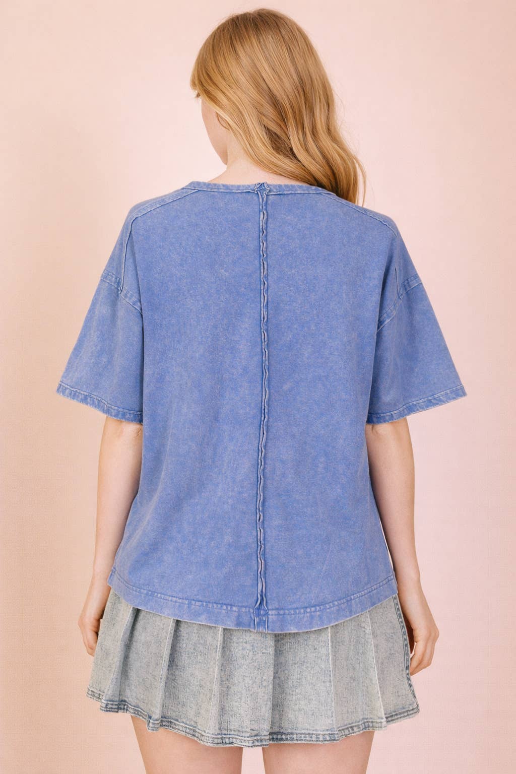 NT11108-Mineral Washed Knit Top with Pocket