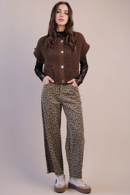12W3382N-Oversized Button Down Knit Sweater Top