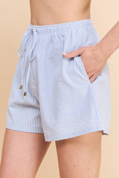 Twine Stripe Cotton Blend Shorts