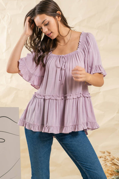 RELAXED TIERED PEASANT TOP