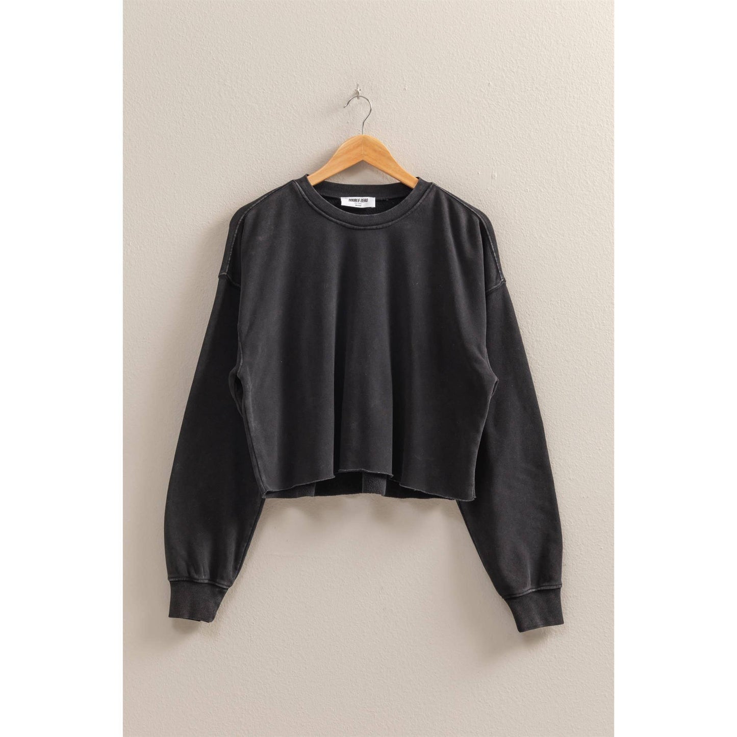 Mineral Washed Sweatshirt With Raw Hem