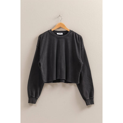 Mineral Washed Sweatshirt With Raw Hem