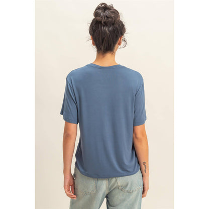 Classic Crew Neck Short Sleeve Pocket Top