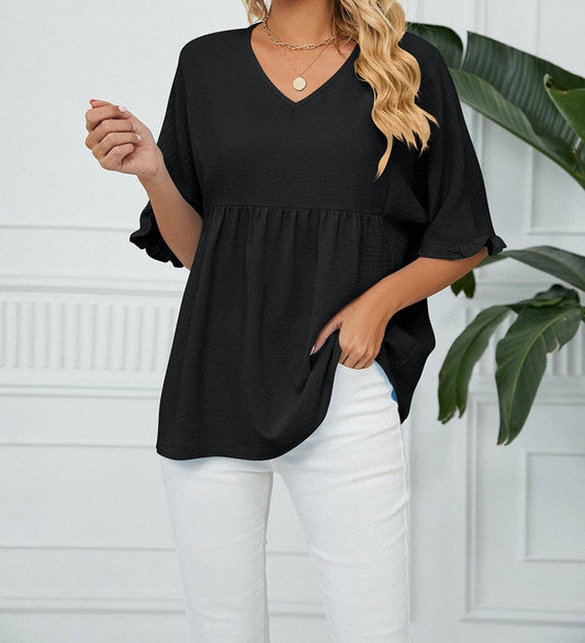 Textured Ruffled Gathered Top