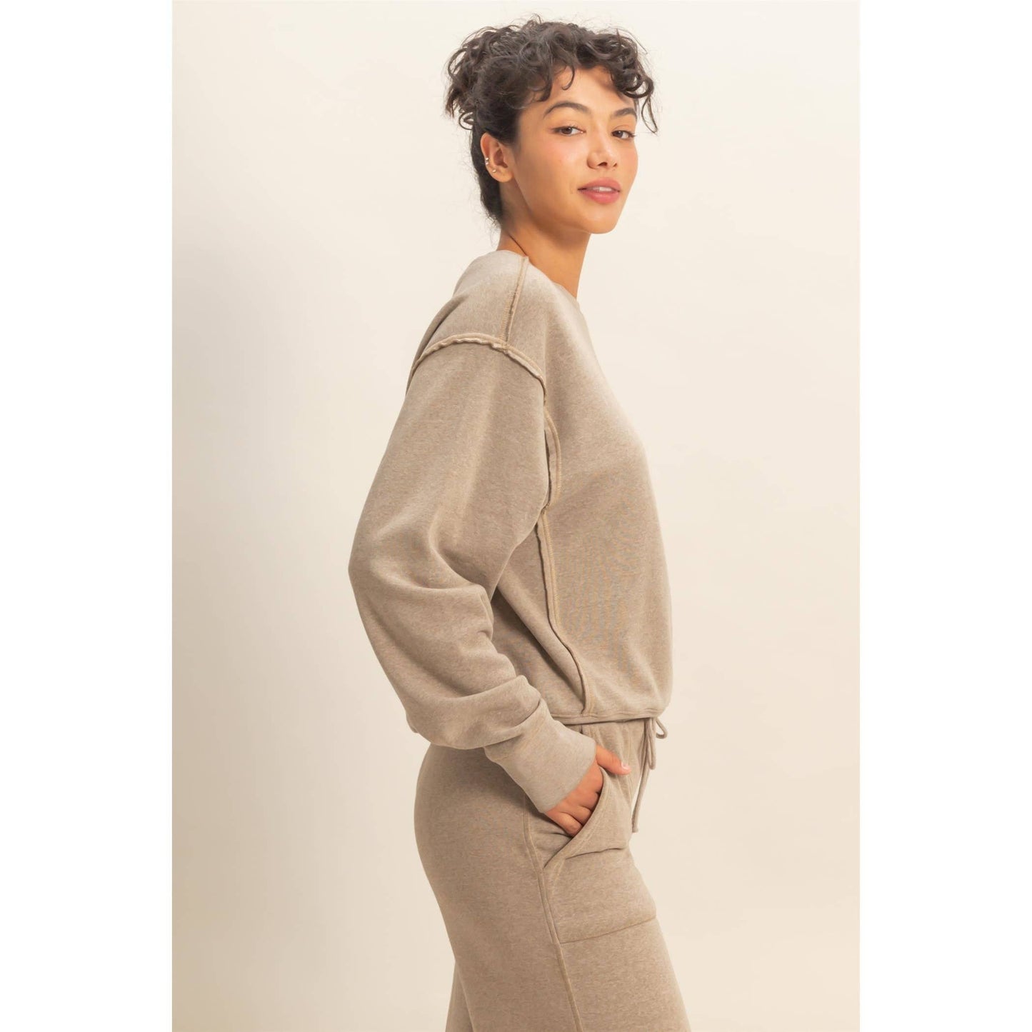 Raw Edge Detail Burnout Sweatshirt