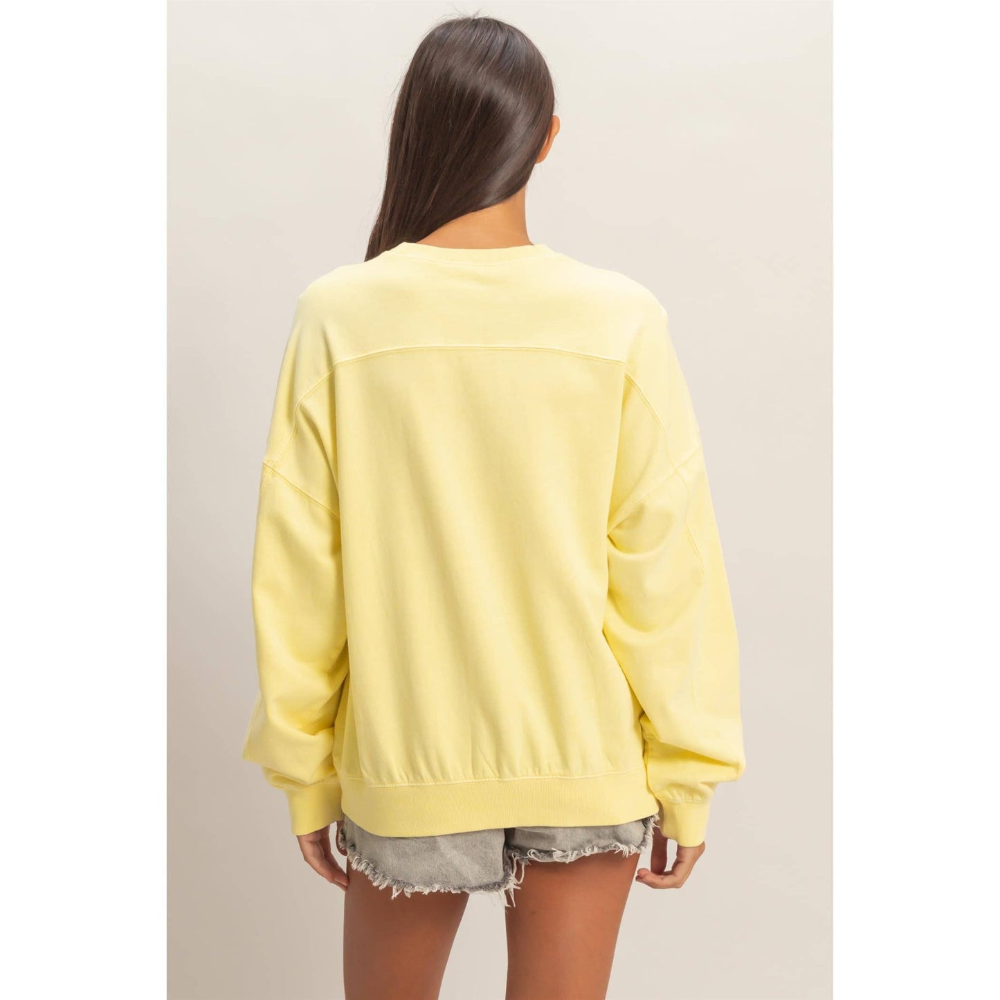 Ribbed Crew Neck Sweatshirt